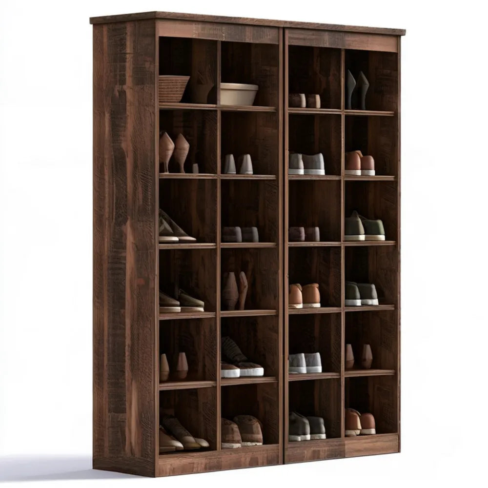 Regał na buty z MDF, ciemnobrązowy, 120 x 30 x 180 cm, 24 przegrody