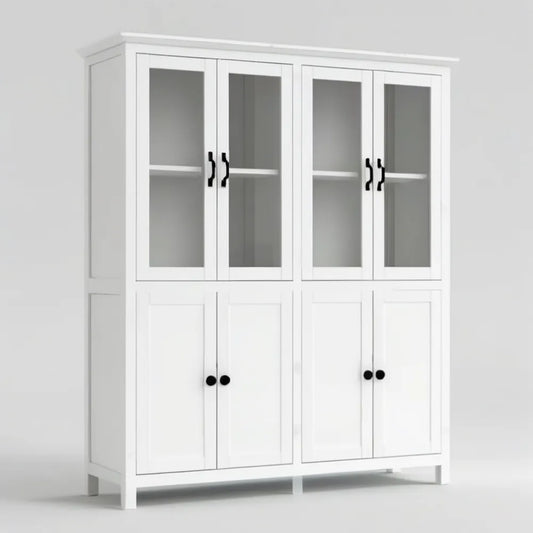 Biała witryna z MDF i szkła 120 x 40 x 180 cm
