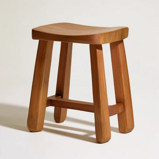 Brązowy taboret barowy z litego drewna dębowego 45 × 32 × 65 cm