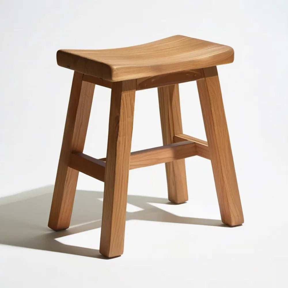 Taboret z litego drewna dębowego, jasnobrązowy, 45 x 30 x 45 cm